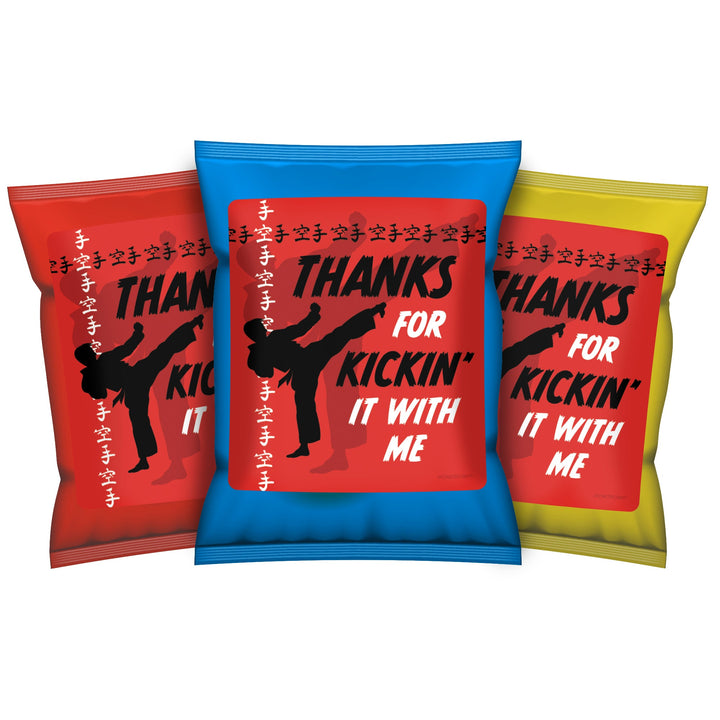 Jump, Kick, Block: Karate -  Kid's Birthday  - Chip Bag and Snack Bag Stickers - 32 Pack