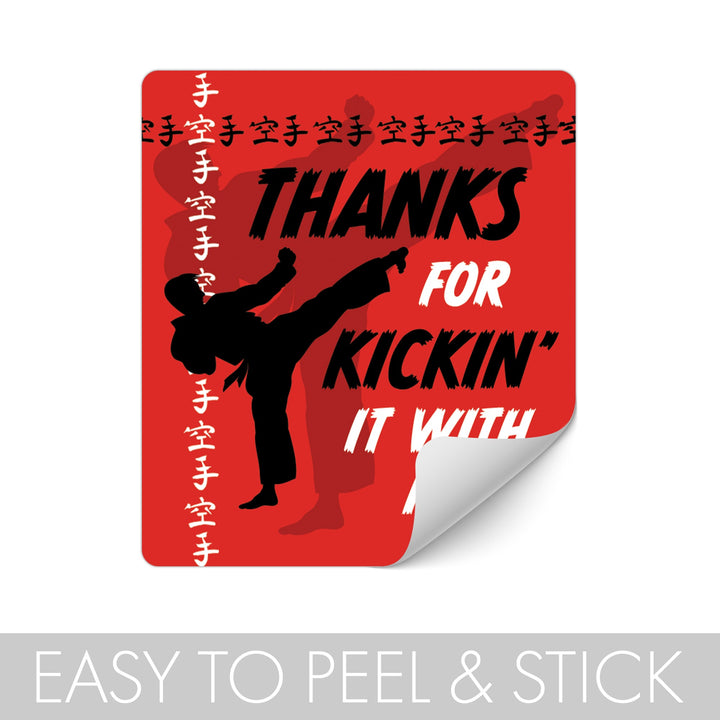 Jump, Kick, Block: Karate -  Kid's Birthday  - Chip Bag and Snack Bag Stickers - 32 Pack