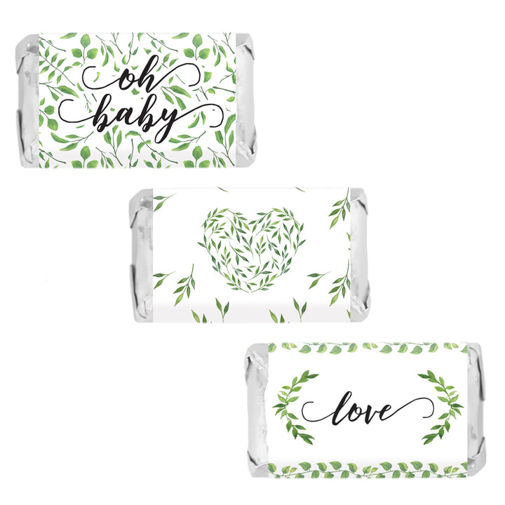 Greenery: Baby Shower Favor Mini Candy Bar Stickers - 45 Stickers