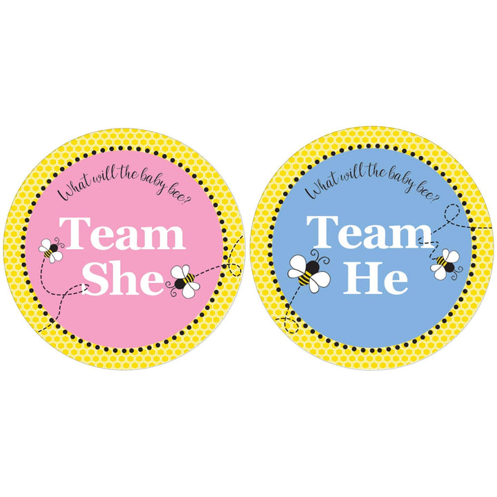 Bumble Bee: Gender Reveal Party - What Will Baby Bee Stickers -  Team She or He - 40 Stickers - Distinctivs Party