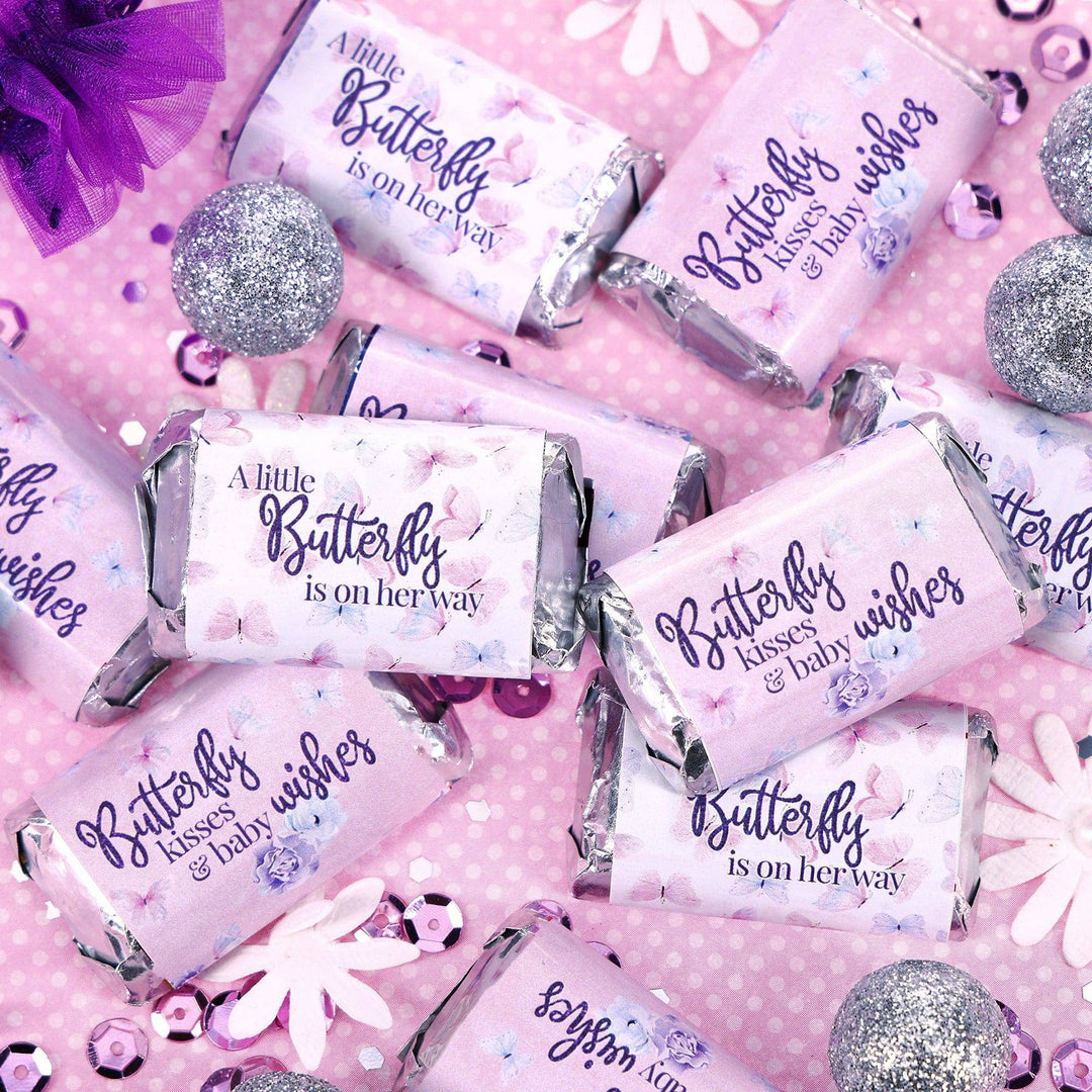 Butterfly: Baby Shower - Mini Candy Bar Wrappers - Spring -  45 Stickers - Distinctivs Party
