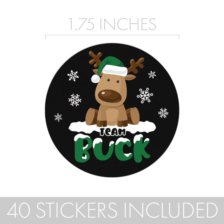 Christmas Gender Reveal Stickers: Reindeer Party - Team Buck or Team Doe Stickers - 40 Stickers - Distinctivs Party