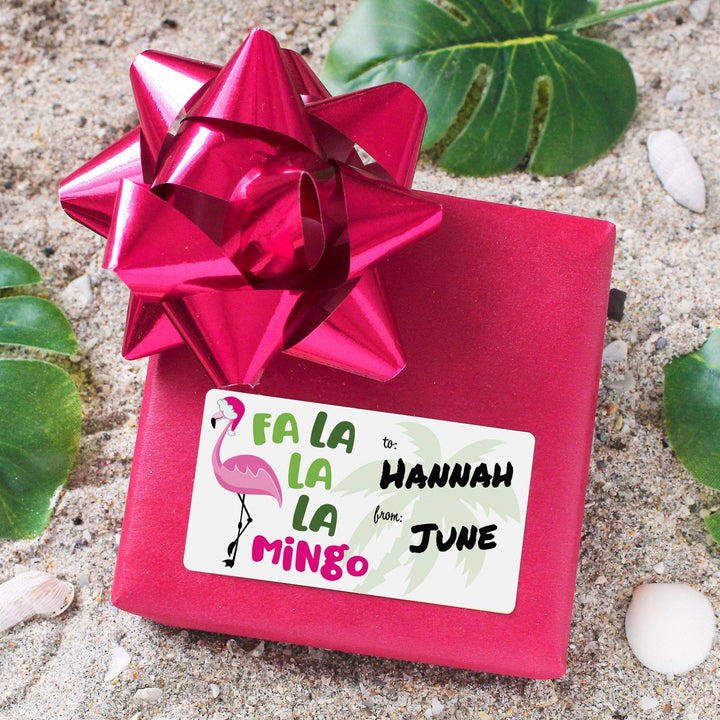 Christmas Gift Tag Stickers: Beachy Fabulous Flamingos - 75 Stickers - Distinctivs Party