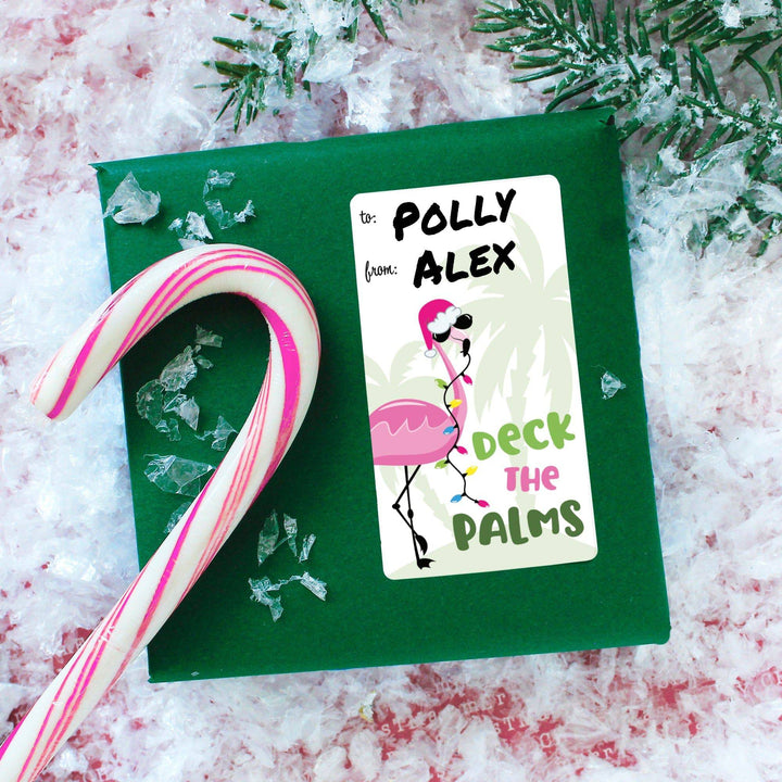 Christmas Gift Tag Stickers: Beachy Fabulous Flamingos - 75 Stickers - Distinctivs Party