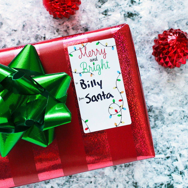 Christmas Gift Tag Stickers: Classic Christmas Lights – 75 Stickers - Distinctivs Party