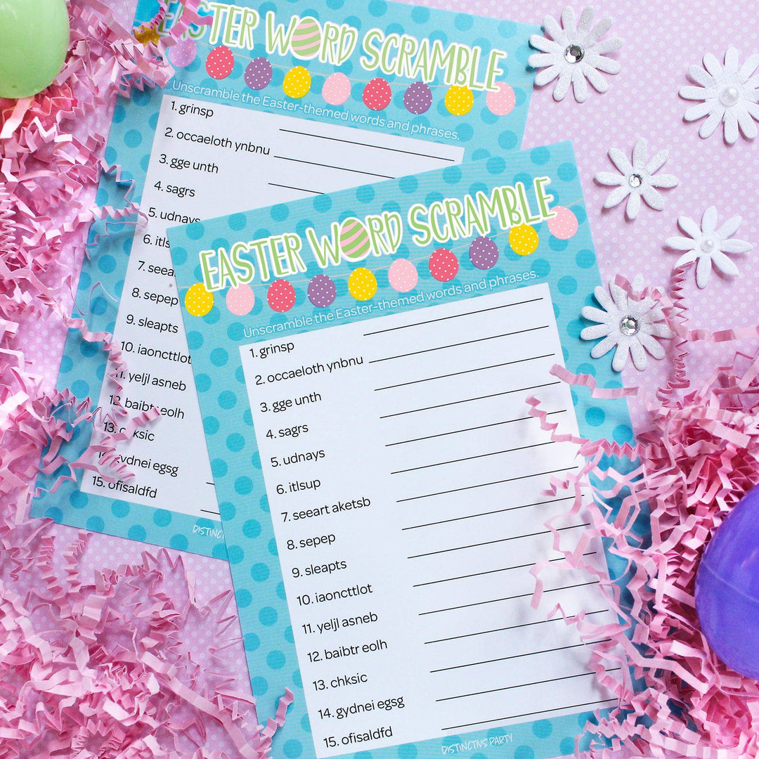Easter Party Game: Word Scramble  - Classroom Party Game - 25 Cards - Distinctivs Party
