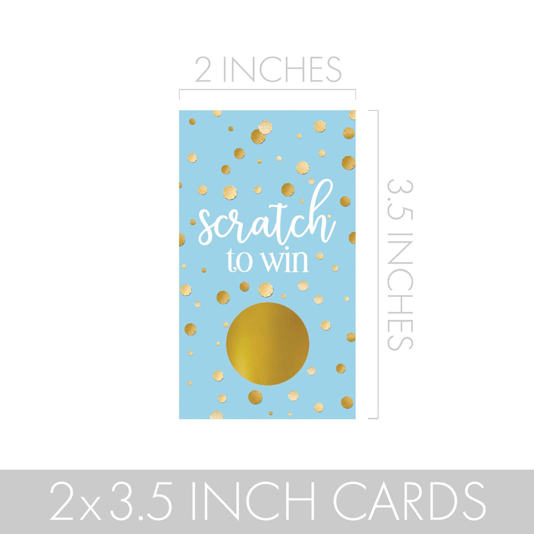 Gold Confetti: Blue - It's a Boy Baby Shower - Scratch Off Game Cards - 28 Scratchers - Distinctivs Party