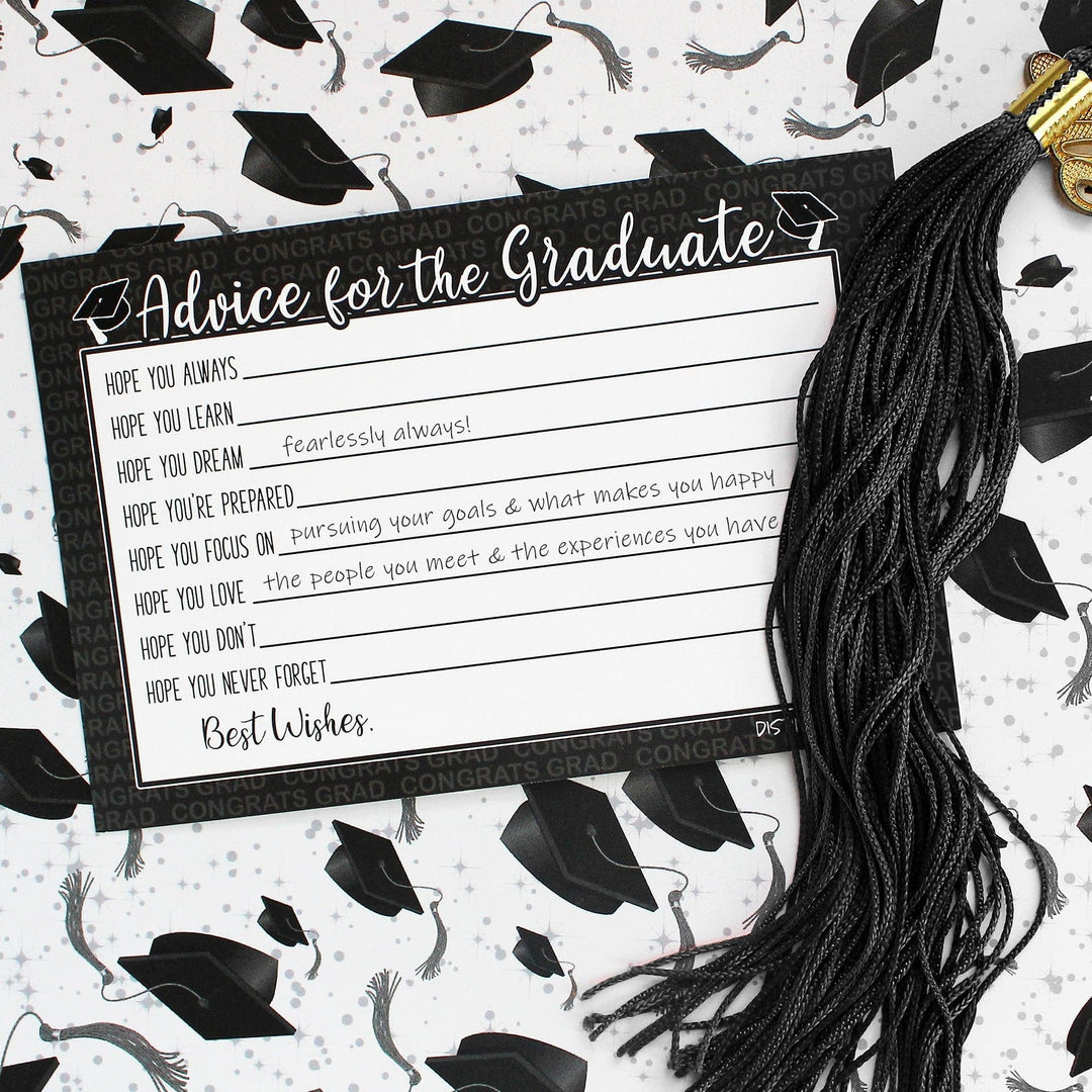 Graduation Class of 2025: Graduation Advice Cards – 16 Colors - 25 Cards - Distinctivs Party