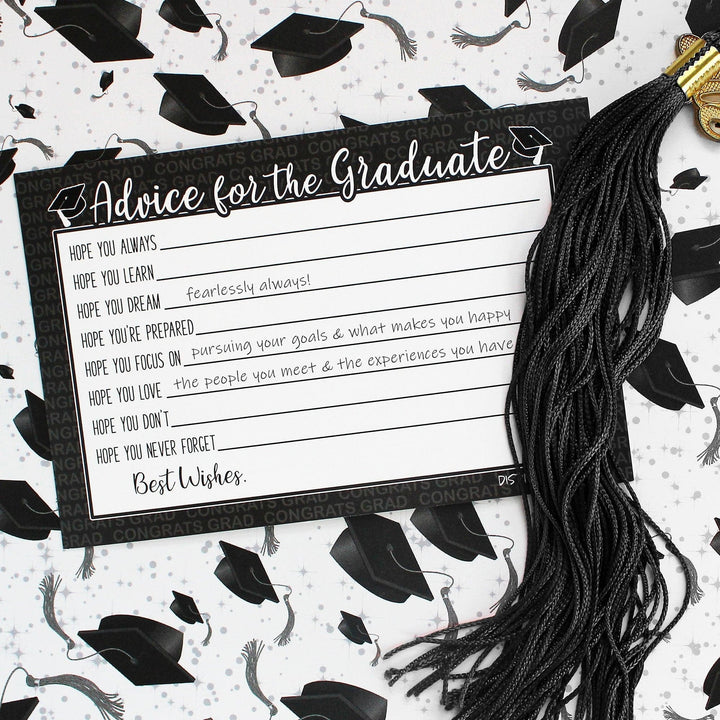 Graduation Class of 2025: Graduation Advice Cards – 16 Colors - 25 Cards - Distinctivs Party