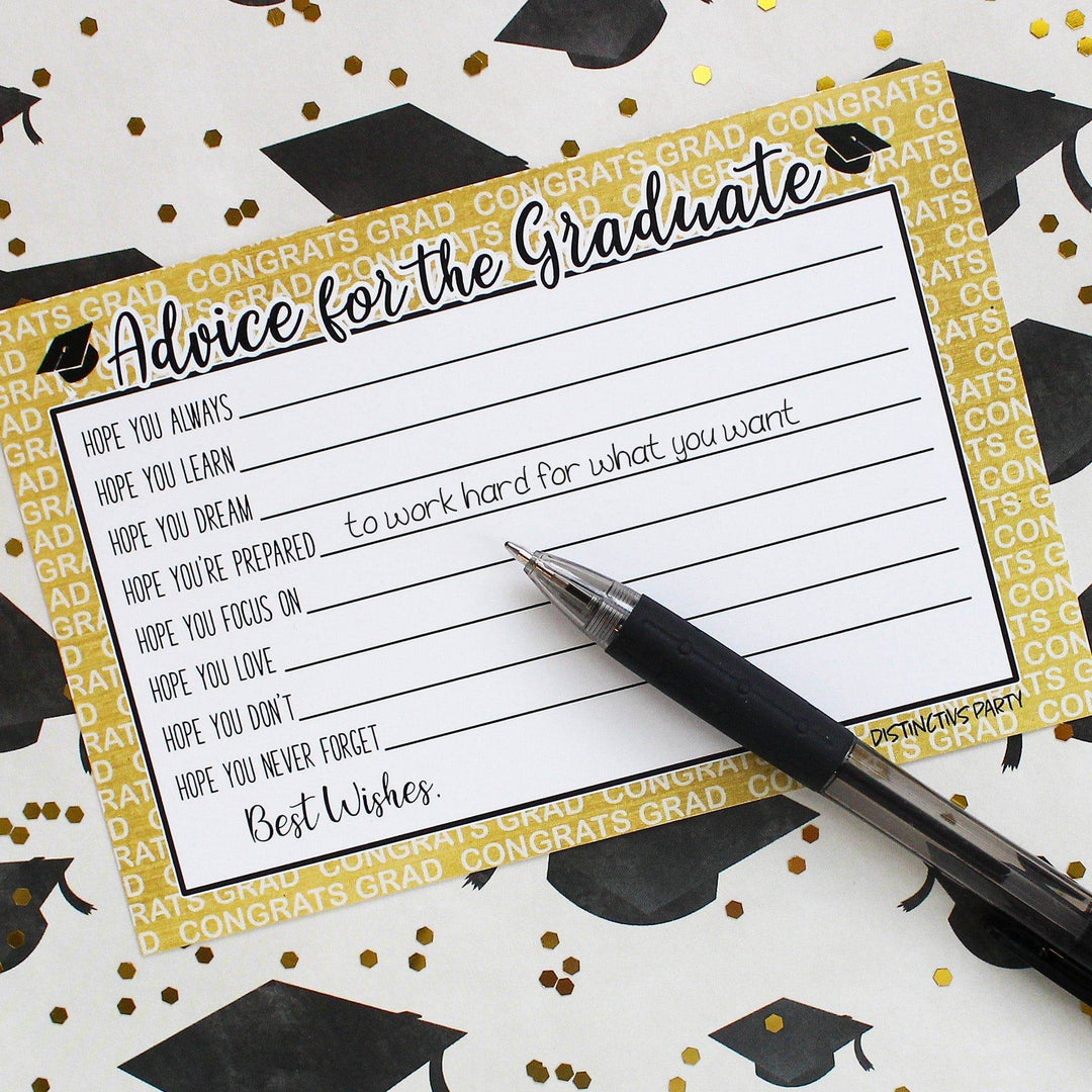 Graduation Class of 2025: Graduation Advice Cards – 16 Colors - 25 Cards - Distinctivs Party