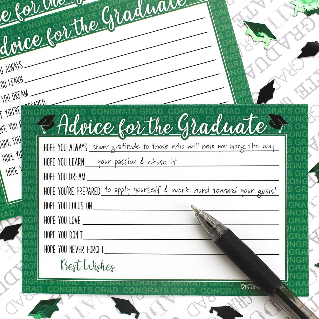 Graduation Class of 2025: Graduation Advice Cards – 16 Colors - 25 Cards - Distinctivs Party