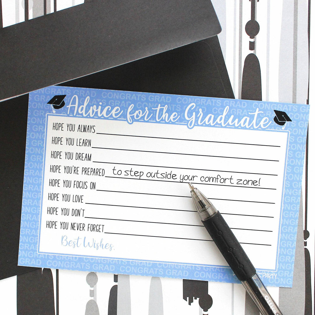 Graduation Class of 2025: Graduation Advice Cards – 16 Colors - 25 Cards - Distinctivs Party