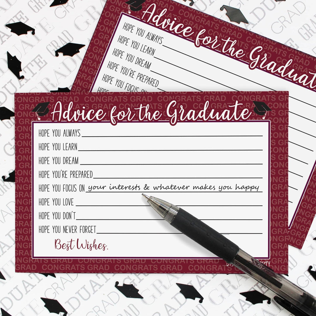 Graduation Class of 2025: Graduation Advice Cards – 16 Colors - 25 Cards - Distinctivs Party
