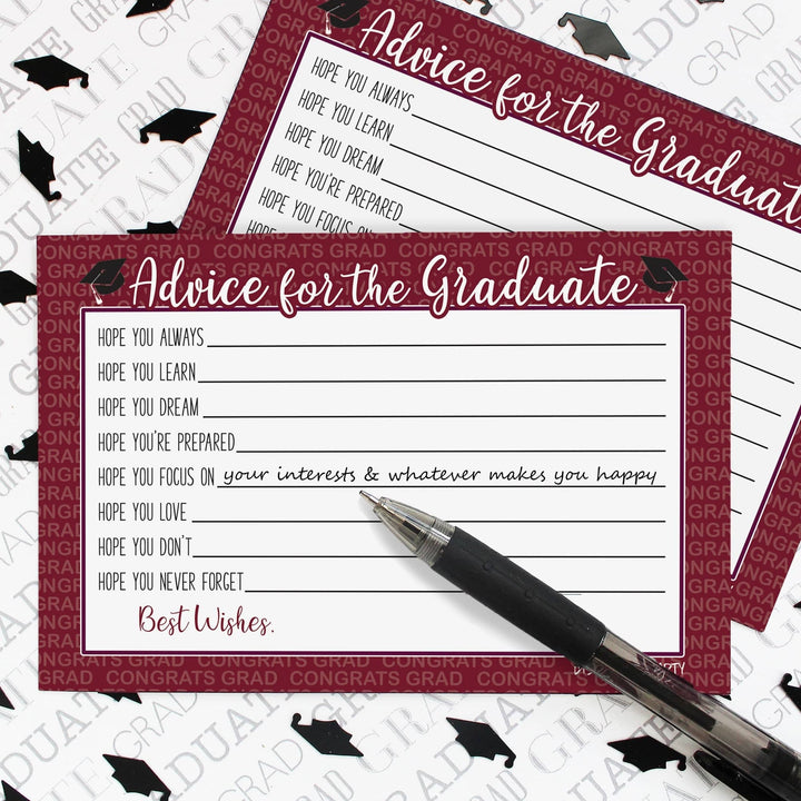 Graduation Class of 2025: Graduation Advice Cards – 16 Colors - 25 Cards - Distinctivs Party