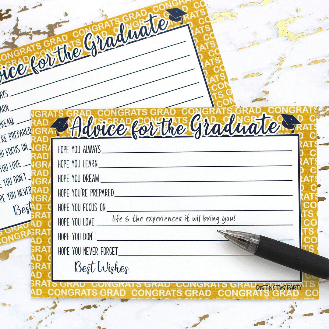 Graduation Class of 2025: Graduation Advice Cards – 16 Colors - 25 Cards - Distinctivs Party