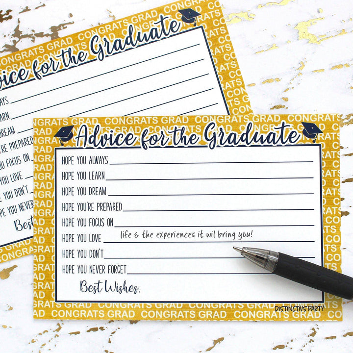 Graduation Class of 2025: Graduation Advice Cards – 16 Colors - 25 Cards - Distinctivs Party