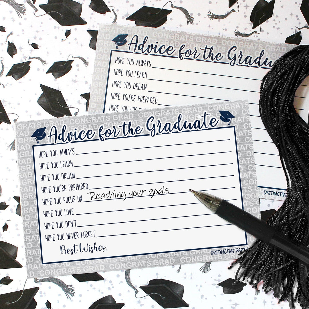 Graduation Class of 2025: Graduation Advice Cards – 16 Colors - 25 Cards - Distinctivs Party