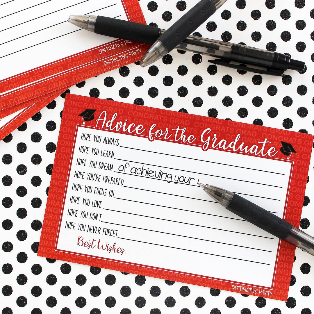 Graduation Class of 2025: Graduation Advice Cards – 16 Colors - 25 Cards - Distinctivs Party