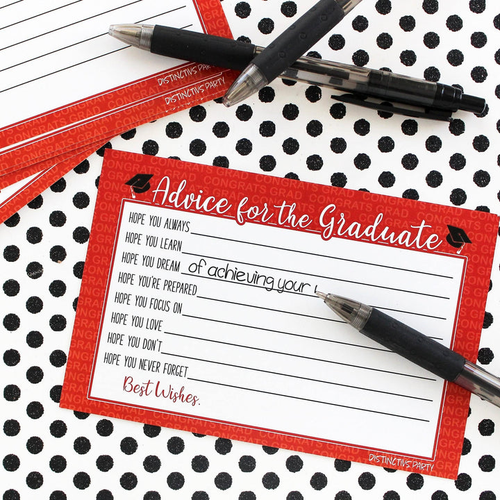 Graduation Class of 2025: Graduation Advice Cards – 16 Colors - 25 Cards - Distinctivs Party