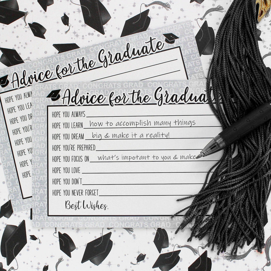 Graduation Class of 2025: Graduation Advice Cards – 16 Colors - 25 Cards - Distinctivs Party