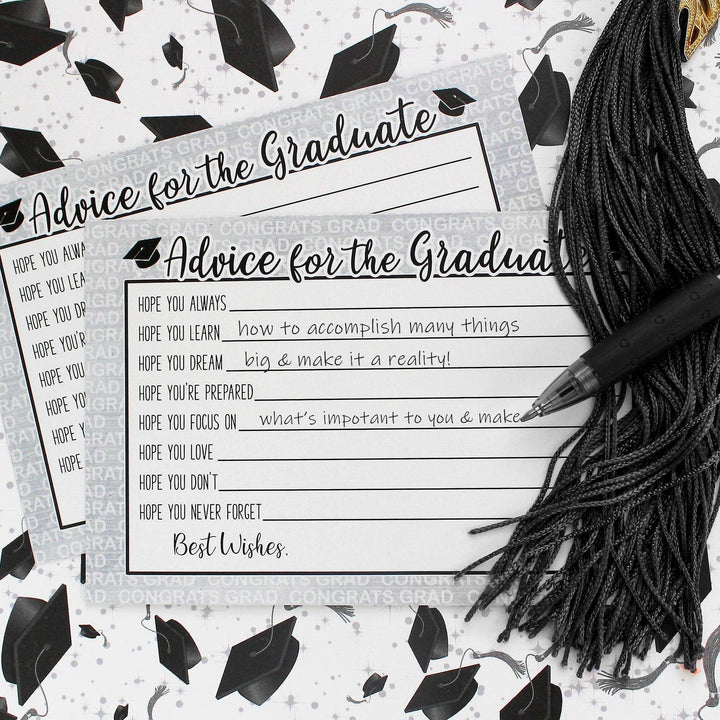 Graduation Class of 2025: Graduation Advice Cards – 16 Colors - 25 Cards - Distinctivs Party