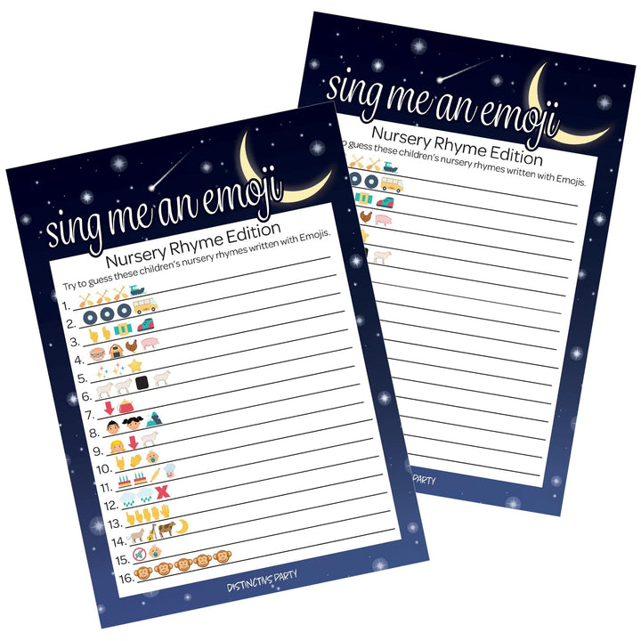 I Love You to the Moon and Back: Baby Shower Game -  Emoji - 20 Cards - Distinctivs Party