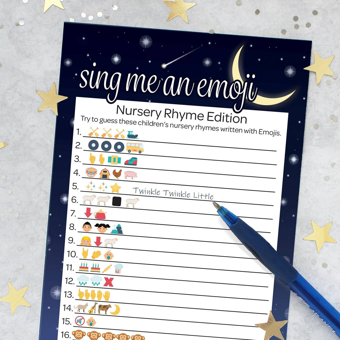 I Love You to the Moon and Back: Baby Shower Game -  Emoji - 20 Cards - Distinctivs Party