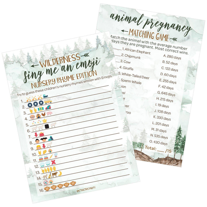 Little Adventurer: Baby Shower Game - Sing Me An Emoji and Animal Pregnancy Match - Two Game Bundle - 20 Dual Sided Cards - Distinctivs Party