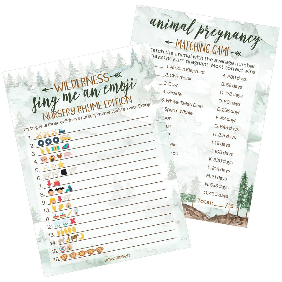 Little Adventurer: Baby Shower Game - Sing Me An Emoji and Animal Pregnancy Match - Two Game Bundle - 20 Dual Sided Cards - Distinctivs Party