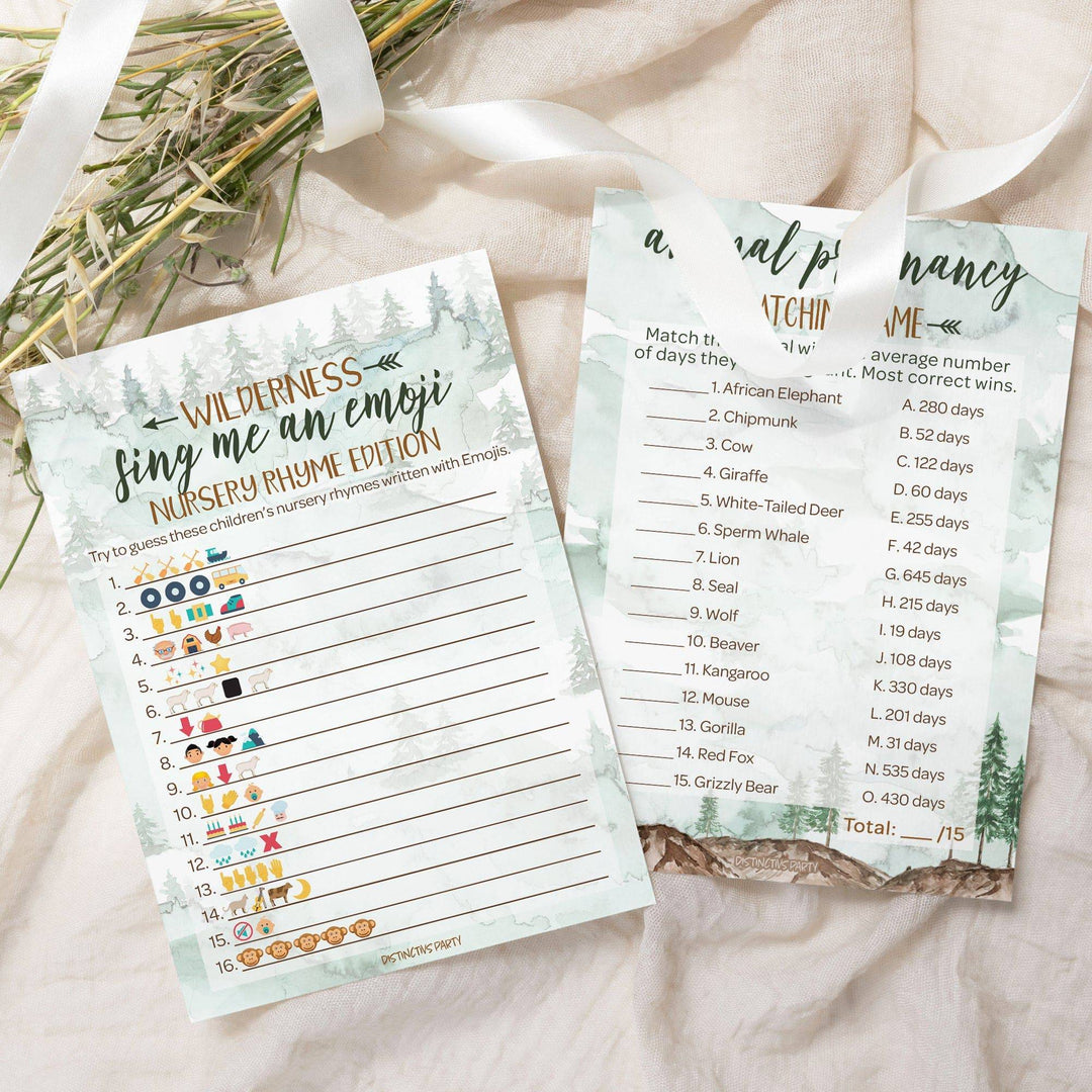 Little Adventurer: Baby Shower Game - Sing Me An Emoji and Animal Pregnancy Match - Two Game Bundle - 20 Dual Sided Cards - Distinctivs Party