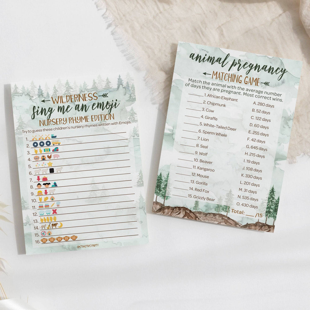 Little Adventurer: Baby Shower Game - Sing Me An Emoji and Animal Pregnancy Match - Two Game Bundle - 20 Dual Sided Cards - Distinctivs Party