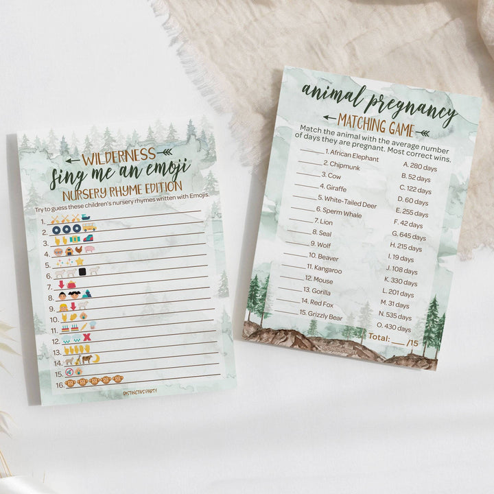 Little Adventurer: Baby Shower Game - Sing Me An Emoji and Animal Pregnancy Match - Two Game Bundle - 20 Dual Sided Cards - Distinctivs Party