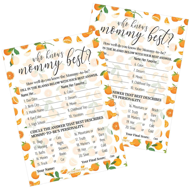 Little Cutie: Baby Shower Game - Who Knows Mommy Best Game Cards  -20 count - Distinctivs Party