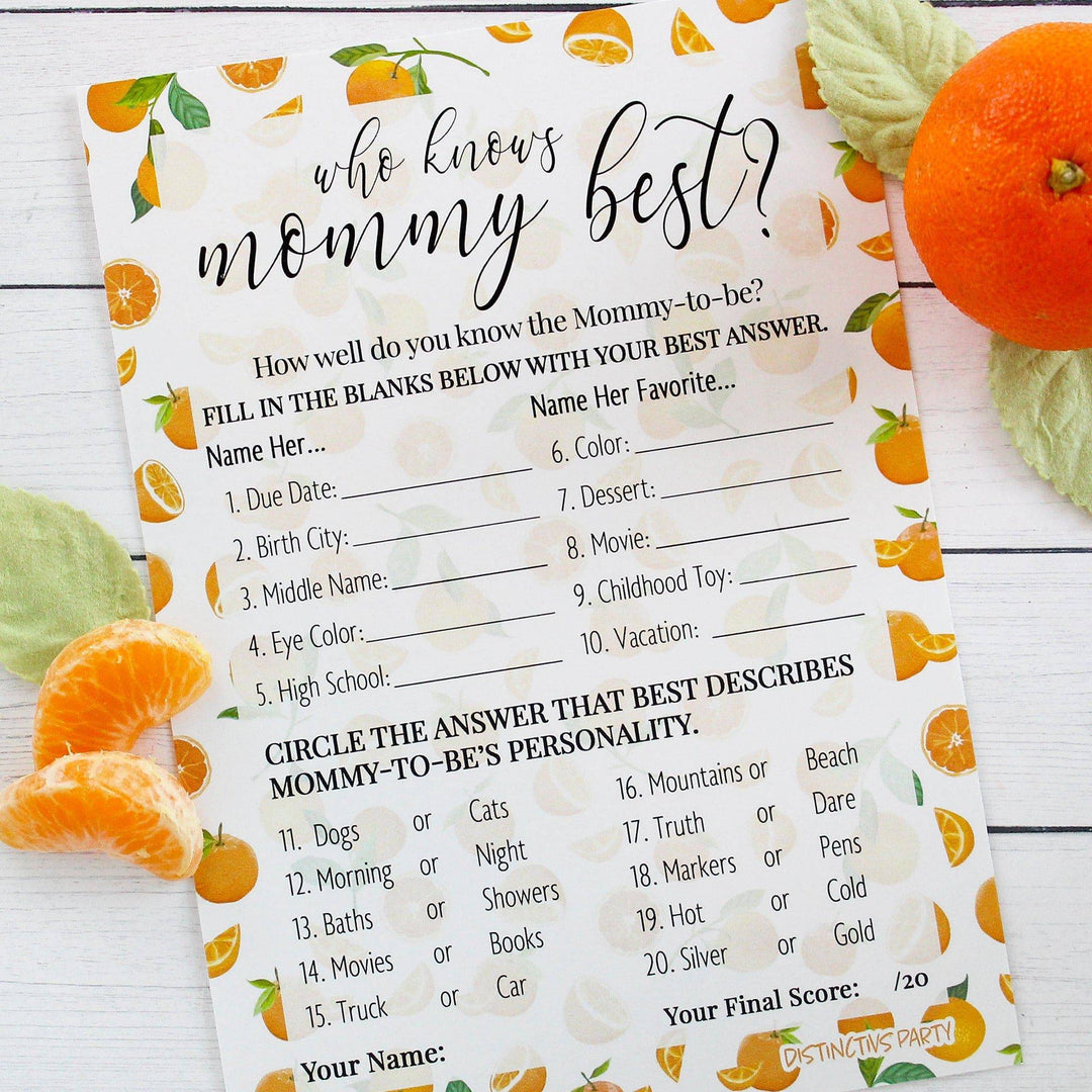 Little Cutie: Baby Shower Game - Who Knows Mommy Best Game Cards  -20 count - Distinctivs Party