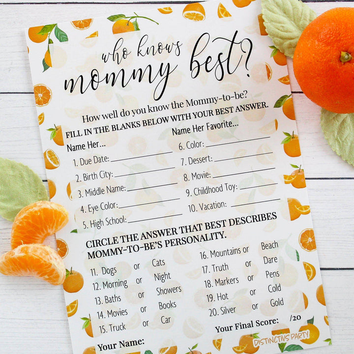 Little Cutie: Baby Shower Game - Who Knows Mommy Best Game Cards  -20 count - Distinctivs Party