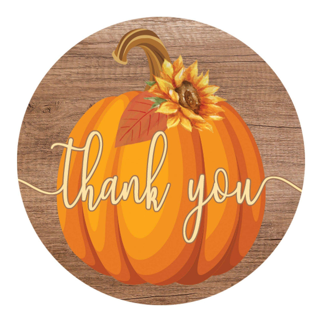 Little Pumpkin: Rustic Orange - Baby Shower -  Thank You Stickers - 40 Stickers - Distinctivs Party