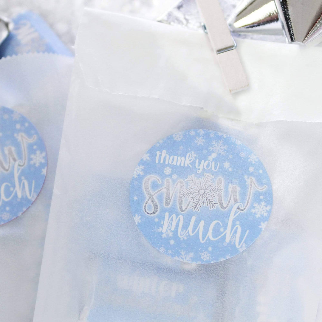 Onederland Snowflake: Blue - Winter First Birthday - Thank You Snow Much - 40 Stickers - Distinctivs Party