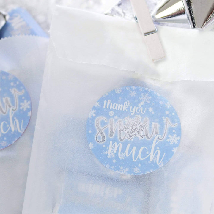 Onederland Snowflake: Blue - Winter First Birthday - Thank You Snow Much - 40 Stickers - Distinctivs Party