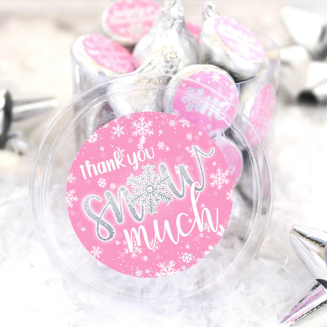 Onederland Snowflake: Pink- Winter First Birthday - Thank You So Much - 45 Stickers - Distinctivs Party