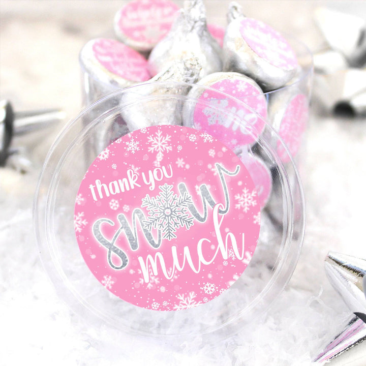 Onederland Snowflake: Pink- Winter First Birthday - Thank You So Much - 45 Stickers - Distinctivs Party