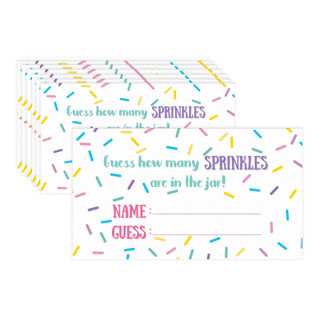 Pink and Purple: Kid's Birthday, Baby Shower - How Many Sprinkles in the Jar Party Game - Sign + 30 Cards - Distinctivs Party