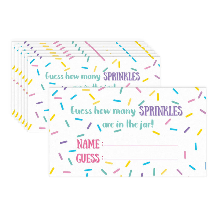 Pink and Purple: Kid's Birthday, Baby Shower - How Many Sprinkles in the Jar Party Game - Sign + 30 Cards - Distinctivs Party