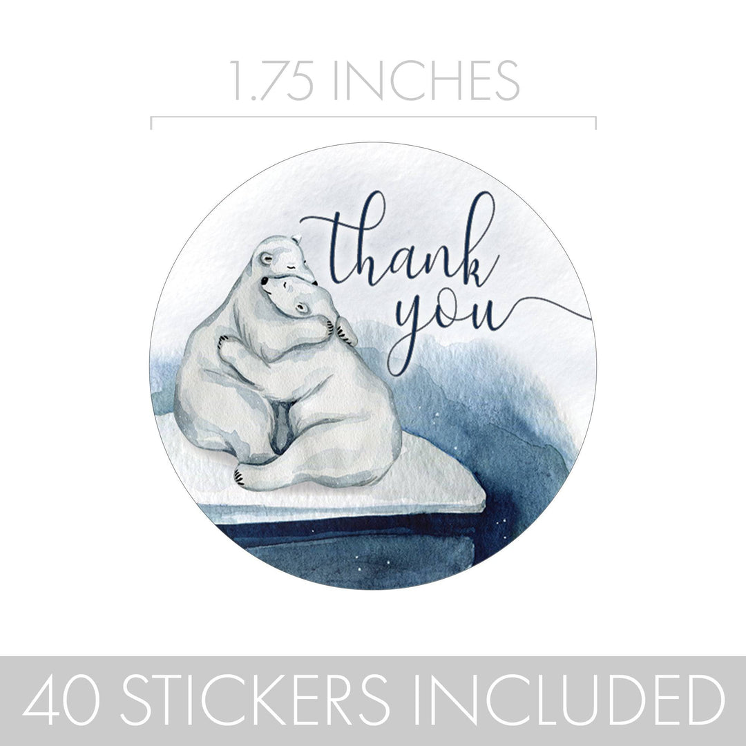 Polar Bear We Can Bearly Wait: Winter Baby Shower - Thank You Favor Stickers - 40 Stickers - Distinctivs Party