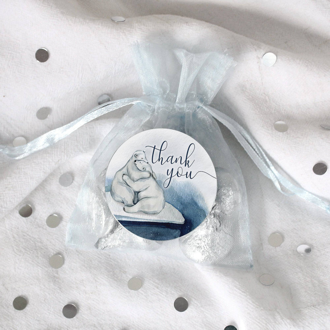 Polar Bear We Can Bearly Wait: Winter Baby Shower - Thank You Favor Stickers - 40 Stickers - Distinctivs Party