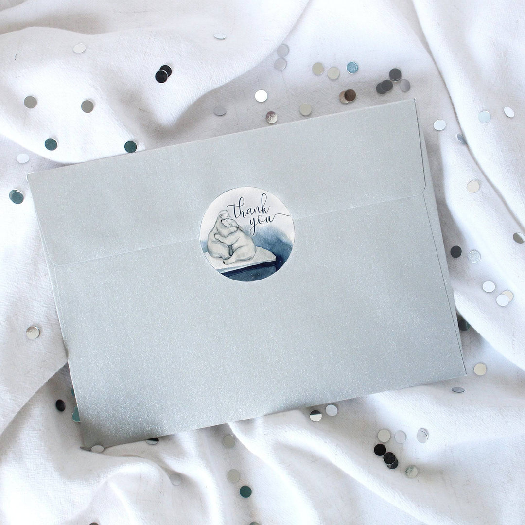 Polar Bear We Can Bearly Wait: Winter Baby Shower - Thank You Favor Stickers - 40 Stickers - Distinctivs Party