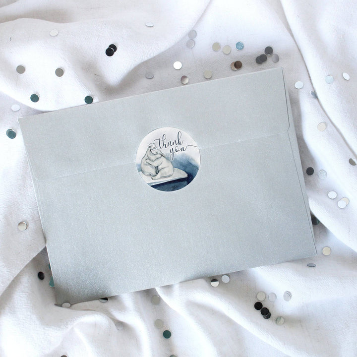 Polar Bear We Can Bearly Wait: Winter Baby Shower - Thank You Favor Stickers - 40 Stickers - Distinctivs Party