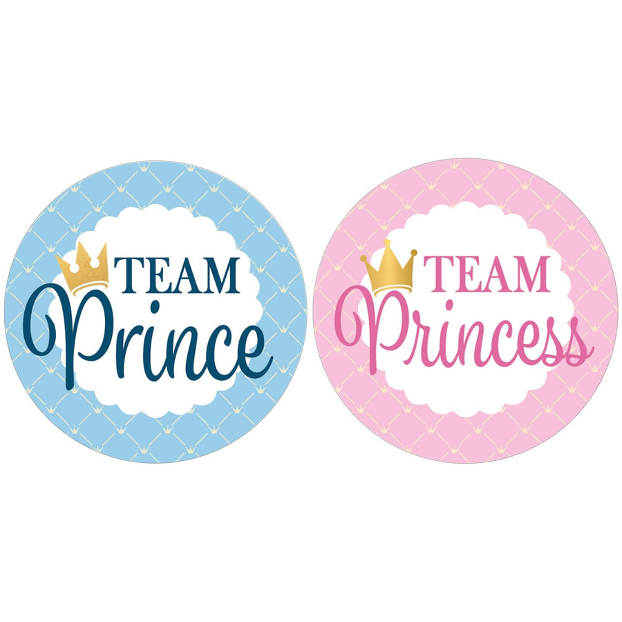 Royal Baby Gender Reveal Party -Team Prince or Team Princess - 40 Stickers - Distinctivs Party
