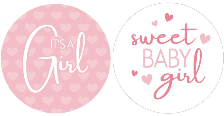 Sweet Baby Girl: Pink- Baby Shower Party Favor Stickers - 40 Labels - Distinctivs Party