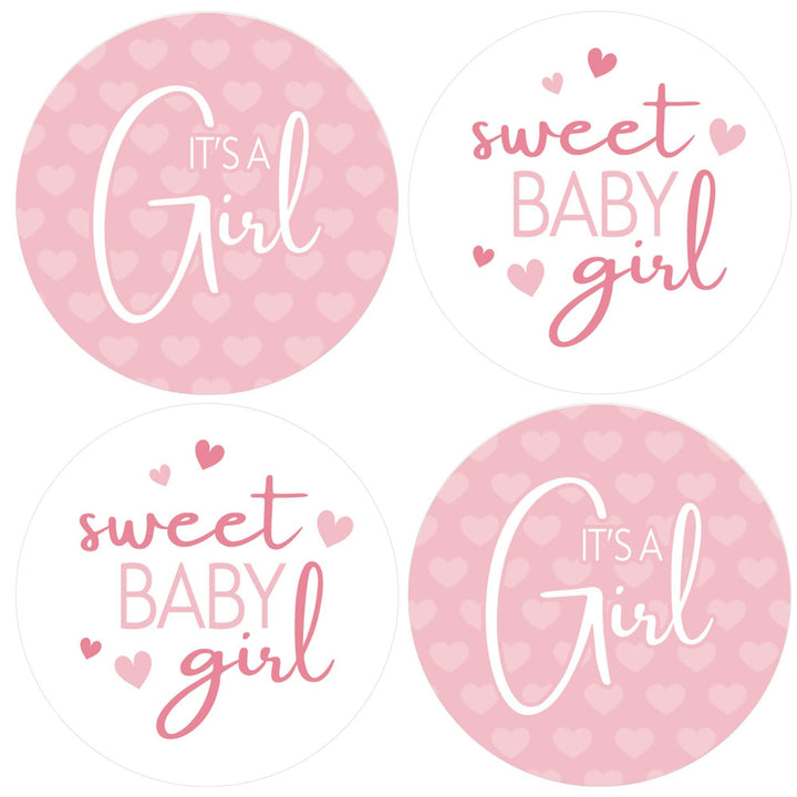 Sweet Baby Girl: Pink- Baby Shower Party Favor Stickers - 40 Labels - Distinctivs Party