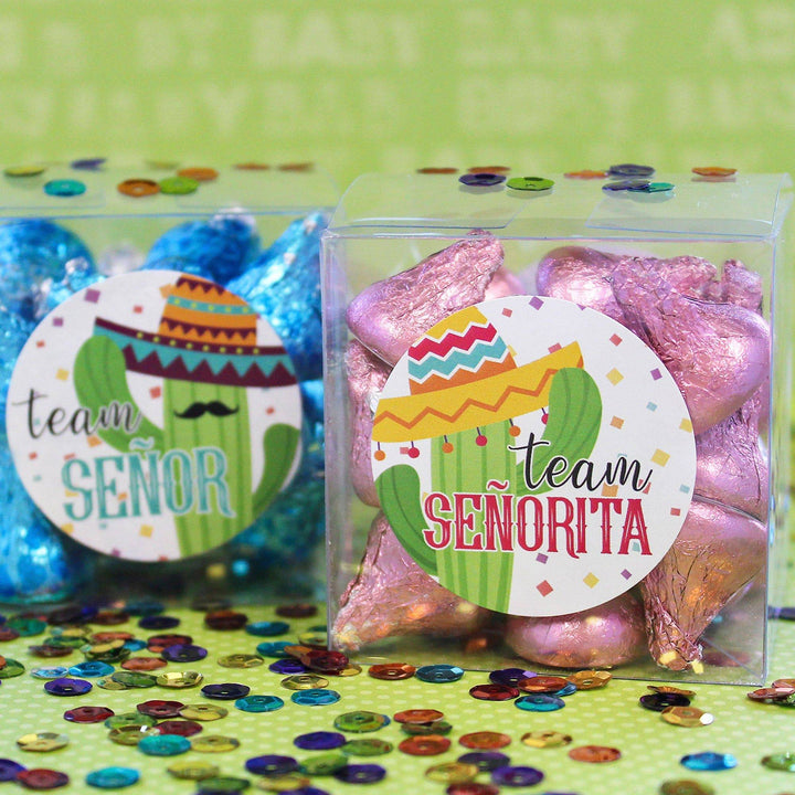 Taco 'Bout a Baby: Baby Gender Reveal "Team Señor or Señorita" Stickers - 40 Stickers - Distinctivs Party